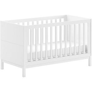 Vipack Babybett in gradlinigem Design, standfest gebaut, pflegeleichte Oberfläche, 70x140 cm mit 3 Schlupfsprossen, umbaubar zum Juniorbett weiß lackiert