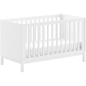 Vipack Babybett »in gradlinigem Design, standfest gebaut, pflegeleichte Oberfläche«, 70x140 cm mit 3 Schlupfsprossen, umbaubar zum Juniorbett weiß lackiert