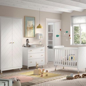 Vipack Babymöbel-Set, (Made in Europe), 4- tlg. bietet alles für Ihr Kinderzimmer, Ausf. satin weiß lackiert