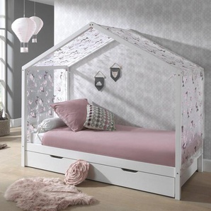 Vipack Hausbett Dallas (Made in Europe), wahlweise mit Bettschublade oder Textilhimmel, Ausf. natur oder weiß