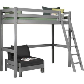 Vipack Hochbett (Made in Europe) Hochbett mit 90 x 200 cm Liegefläche, grau oder weiß lackiert