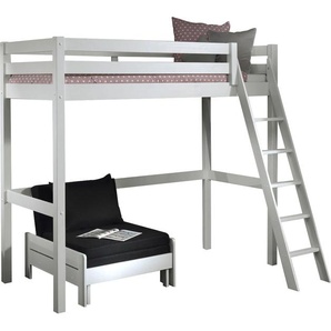 Vipack Hochbett, (Made in Europe), Hochbett mit 90 x 200 cm Liegefläche, grau oder weiß lackiert