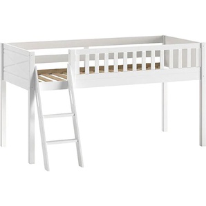 Vipack Hochbett »Scott«, (Made in Europe), m. Rollrost, LF 90x200 cm, Kiefer weiß lackiert, mit oder ohne Rutsche