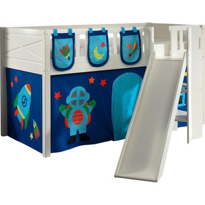 Vipack Hochbett »Scott«, (Made in Europe), m. Rutsch-/Leiterturm, LF 90x200 cm, Vorhang, Tasche, 4 Designs