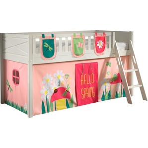 Vipack Hochbett »Scott«, (Made in Europe), mit schräger Leiter, LF 90x200 cm, Vorhang, Tasche, 4 Designs
