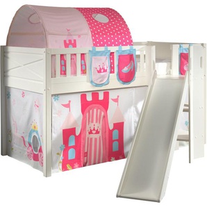 Vipack Hochbett »Scott«, (Made in Europe), mit schräger Leiter, LF 90x200 cm, Vorhang, Tunnel, 4 Designs