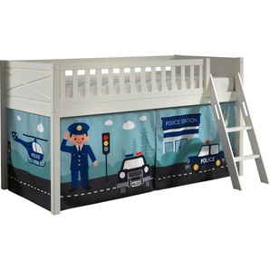 Vipack Hochbett »Scott«, (Made in Europe), mit schräger Leiter, LF 90x200 cm, Vorhang, Tunnel, 7 Designs