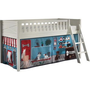 Vipack Hochbett »Scott«, (Made in Europe), mit schräger Leiter, LF 90x200 cm, Vorhang, Tunnel, 7 Designs