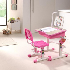 Vipack Kinderschreibtisch Comfortline (Set, mit Stuhl und Beleuchtung), Schülerschreibtisch, ergenomisch höhenverstellbar, mit Stauraumfach