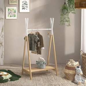 Vipack Kleiderständer »Kiddy«, (Made in Europe), mit Hängemöglichkeit und Schuhablage, Kiefermassiv natur/weiß