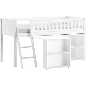 Vipack Spielbett (Made in Europe), mit viel Funktion auf kleinem Raum, LF 90x200 cm, Kiefer weiß lackiert