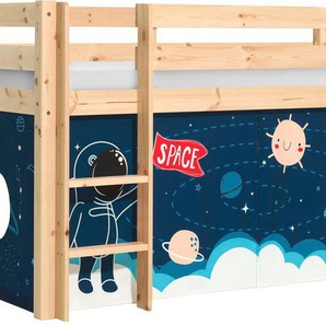 Vipack Spielbett Vipack Pino, Hochbett mit Textil-Set, inkl. Rolllattenrost, Leiter und Rutsche