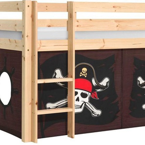 Vipack Spielbett Vipack Pino (Made in Europe), Hochbett mit Textil-Set, inkl. Rolllattenrost, Leiter und Rutsche