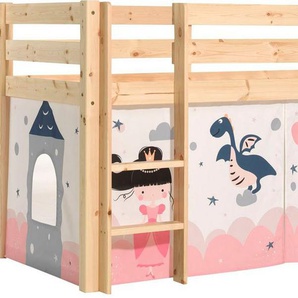 Vipack Spielbett Vipack Pino (Made in Europe), Hochbett mit Textil-Set, inkl. Rolllattenrost, Leiter und Rutsche