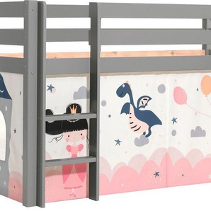 Vipack Spielbett Vipack Pino (Made in Europe), Hochbett mit Textil-Set, inkl. Rolllattenrost, Leiter und Rutsche
