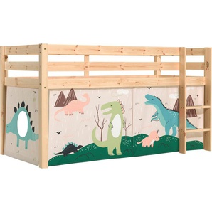 Vipack Spielbett Vipack Pino (Made in Europe), mit Textil-Set, inkl. Rolllattenrost, in Natur, Weiß oder Grau