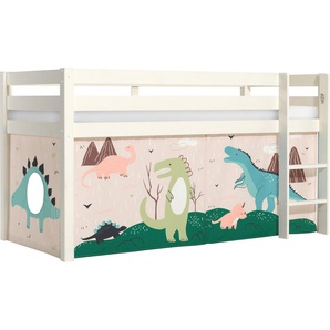 Vipack Spielbett Vipack Pino (Made in Europe), mit Textil-Set, inkl. Rolllattenrost, in Natur, Weiß oder Grau