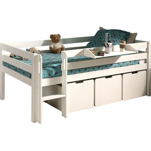 Vipack Spielbett Vipack Pino (Made in Europe), Niedriges Spielbett mit LF 90 x 200 cm, mit Leiter und 3 Rollboxen