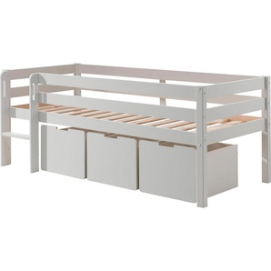 Vipack Spielbett Vipack Pino (Made in Europe), Niedriges Spielbett mit LF 90 x 200 cm, mit Leiter und 3 Rollboxen