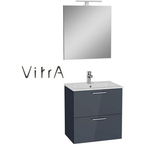 Vitra - Badezimmerset Mia Waschtisch 60 cm mit Unterschrank Anthrazit und LED-Wandspiegel