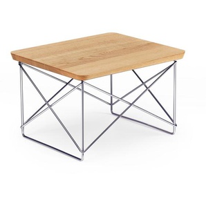 Vitra Beistelltisch Occasional Table LTR Platte Eiche natur massiv braun, Designer Charles & Ray Eames, 25x39.2x33.5 cm