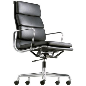 Vitra Bürodrehsessel Soft-Pad Leder Premium F schwarz, Designer Charles & Ray Eames, 102-114x58x59-65 cm