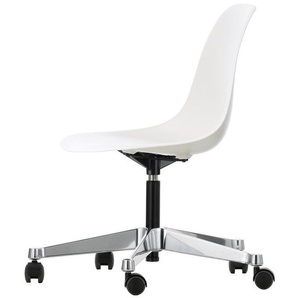 Vitra Drehstuhl Eames Plastic Side Chair PSCC Sitzschale weiß, Designer Charles & Ray Eames, 76-88.5x46.5x55 cm