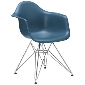 Vitra Stuhl Eames Plastic Armchair DAR 83x63x59 cm blau, Gestell: verchromt, Designer Charles & Ray Eames