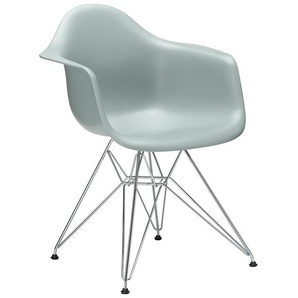 Vitra Stuhl Eames Plastic Armchair RE 83x63x59 cm hellgrau, Gestell: verchromt, Designer Charles & Ray Eames
