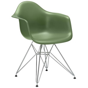 Vitra Stuhl Eames Plastic Armchair DAR 83x63x59 cm forest grün, Gestell: verchromt, Designer Charles & Ray Eames