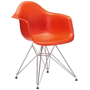 Vitra Stuhl Eames Plastic Armchair DAR 83x63x59 cm poppy red rot, Gestell: verchromt, Designer Charles & Ray Eames