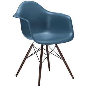 Vitra Stuhl Eames Plastic Armchair DAW 83x63x59 cm blau, Gestell: Ahorn nussbaumfarbig, Designer Charles & Ray Eames