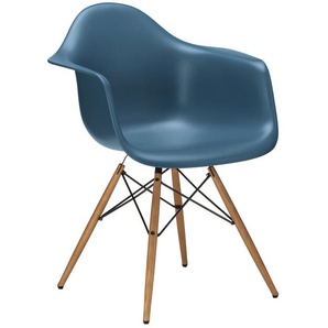 Vitra Stuhl Eames Plastic Armchair DAW 83x63x59 cm meerblau, Gestell:  eichefarbig, Designer Charles & Ray Eames