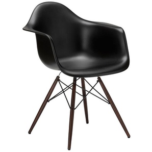 Vitra Stuhl Eames Plastic Armchair DAW 83x63x59 cm tiefschwarz braun, Gestell: Ahorn nussbaumfarbig, Designer Charles & Ray Eames