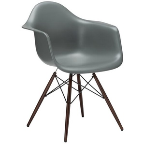 Vitra Stuhl Eames Plastic Armchair DAW 83x63x59 cm granitgrau, Gestell: Ahorn nussbaumfarbig, Designer Charles & Ray Eames