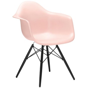 Vitra Stuhl Eames Plastic Armchair DAW 83x63x59 cm zartrosé rosa, Gestell: Ahorn schwarz, Designer Charles & Ray Eames