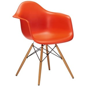 Vitra Stuhl Eames Plastic Armchair DAW 83x63x59 cm rot, Gestell: Ahorn, Designer Charles & Ray Eames