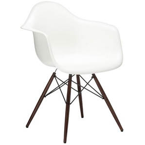 Vitra Stuhl Eames Plastic Armchair DAW 83x63x59 cm weiß, Gestell: Ahorn nussbaumfarbig, Designer Charles & Ray Eames