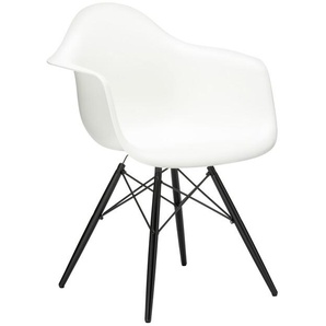 Vitra Stuhl Eames Plastic Armchair DAW 83x63x59 cm weiß, Gestell: Ahorn schwarz, Designer Charles & Ray Eames