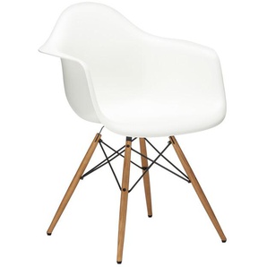 Vitra Stuhl Eames Plastic Armchair DAW 83x63x59 cm weiß, Gestell:  eichefarbig, Designer Charles & Ray Eames