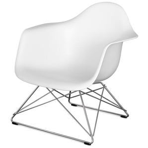 Vitra Stuhl Eames Plastic Armchair LAR 63x62.5x61 cm weiß, Gestell: verchromt, Designer Charles & Ray Eames