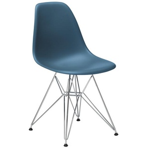 Vitra Stuhl Eames Plastic Side Chair  83x46.5x55 cm blau, Gestell: verchromt, Designer Charles & Ray Eames