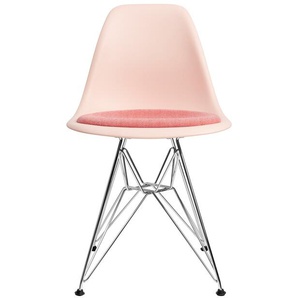 Vitra Stuhl Eames Plastic Side Chair  83x46.5x55 cm rosa, Gestell: verchromt, Designer Charles & Ray Eames