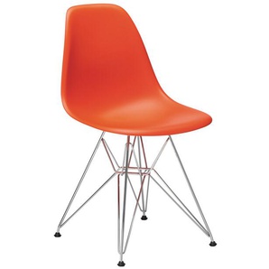 Vitra Stuhl Eames Plastic Side Chair  83x46.5x55 cm poppy red rot, Gestell: verchromt, Designer Charles & Ray Eames