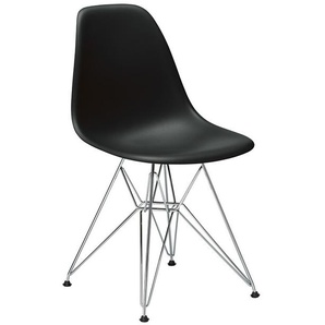 Vitra Stuhl Eames Plastic Side Chair  83x46.5x55 cm tiefschwarz silber, Gestell: verchromt, Designer Charles & Ray Eames