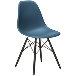 Vitra Stuhl Eames Plastic Side Chair DSW 83x46.5x55 cm meerblau, Gestell: Ahorn schwarz, Designer Charles & Ray Eames