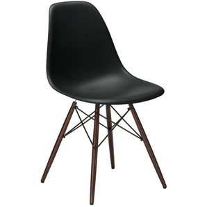 Vitra Stuhl Eames Plastic Side Chair DSW 83x46.5x55 cm tiefschwarz braun, Gestell: Ahorn nussbaumfarbig, Designer Charles & Ray Eames