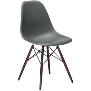 Vitra Stuhl Eames Plastic Side Chair RE 83x46.5x55 cm granitgrau, Gestell: Ahorn nussbaumfarbig, Designer Charles & Ray Eames
