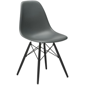 Vitra Stuhl Eames Plastic Side Chair DSW 83x46.5x55 cm granitgrau, Gestell: Ahorn schwarz, Designer Charles & Ray Eames