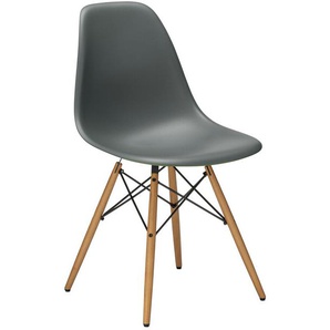 Vitra Stuhl Eames Plastic Side Chair DSW 83x46.5x55 cm granitgrau, Gestell:  eichefarbig, Designer Charles & Ray Eames